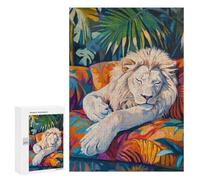 Puzzle per adolescenti 300 pezzi Sleeping White Lion Puzzle per adulti giocattoli decorazione da parete vacanze a casa passatempo antistress regali 300 pezzi