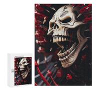 Puzzle per adolescenti, 300 pezzi, teschio con punte rosse, puzzle antistress, decorazione perfetta, attività divertenti per la casa, 300 pezzi