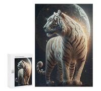 Puzzle per adolescenti, 300 pezzi, White Tiger Moonlit Majesty, puzzle per adulti, gioco pratico per migliorare la memoria, attività divertenti per la casa, 300 pezzi
