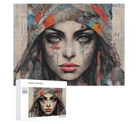 Puzzle Per Adolescenti 500 PCS Abstract Woman's Portrait with Newspaper Background Puzzle Per Adulti Giochi Rilassanti Ma Divertenti E Umoristici Sfida Da Completare 500 PCS