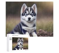 Puzzle Per Adolescenti 500 PCS Adorable Siberian Husky Puppy Puzzle Antistress Decorazione Per La Casa Regali Unici Per Compleanno E Natale 500 PCS