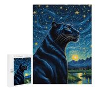 Puzzle Per Adolescenti 500 PCS Animal Panther Starry Night Puzzle, Gioco Rompicapo, Regalo Di Compleanno, Attività Divertenti Da Fare A Casa, 500 PCS