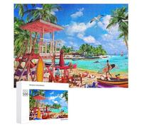 Puzzle Per Adolescenti 500 PCS Beach Paradise Scene Wall Mural Puzzle, Gioco Rompicapo, Regalo Di Compleanno, Attività Divertenti Da Fare A Casa, 500 PCS