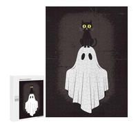 Puzzle Per Adolescenti 500 PCS Black Cat on Ghost Halloween Illustration Puzzle Giochi Rilassanti Decorazione Per La Casa Regali Unici Per Compleanno 500 PCS