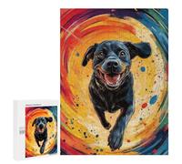 Puzzle Per Adolescenti 500 PCS Black Lab in Swirling Colors Puzzle Per Adolescenti Giocattoli Fai Da Te Vacanze A Casa Passatempo Divertimento Attività A Casa, 500 PCS