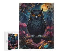 Puzzle Per Adolescenti 500 PCS Black Owl Under Full Moon Puzzle Per Adulti, Gioco Rompicapo, Decorazione Perfetta, Divertimento A Casa, Attività, 500 PCS