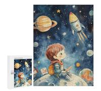 Puzzle Per Adolescenti 500 PCS Boy Gazing at Rocket in Space Puzzle Per Adulti Giochi Rilassanti Decorazione Murale Attività Divertenti A Casa 500 PCS