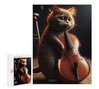 Puzzle Per Adolescenti 500 PCS Cat Playing The Cello Puzzle Giocattolo Decorazione Da Parete Decorazione Per La Casa Regali Unici Di Compleanno E Natale 500 PCS