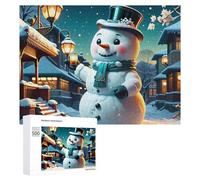 Puzzle Per Adolescenti 500 PCS Christmas Snowman with Lantern Puzzle Divertenti Da Assemblare, Modelli, Regali Unici Per Compleanno E Natale 500 PCS