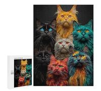 Puzzle Per Adolescenti 500 PCS Colorful Cat Collage-1 Puzzle Per Adolescenti Sfida Difficile Allena La Tua Mente E Le Tue Mani Rompicapo Giochi Per Famiglie 500 PCS