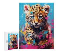 Puzzle Per Adolescenti 500 PCS Colorful Leopard Cub Art Print Puzzle Per Adolescenti Migliora La Memoria Difficile Da Completare Gioco Impegnativo Giocattoli 500 PCS
