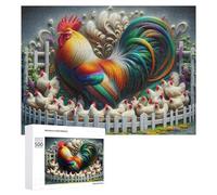 Puzzle Per Adolescenti 500 PCS Colorful Rooster Garden Scene Puzzle, Gioco Rompicapo, Regalo Di Compleanno, Attività Divertenti Da Fare A Casa, 500 PCS