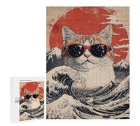 Puzzle Per Adolescenti 500 PCS Cool Cat At The Great Wave Puzzle Per Adolescenti Giochi Rilassanti Assemblaggio Di Modelli Regali Unici Per Compleanno E Natale 500 PCS