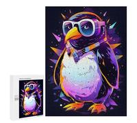 Puzzle Per Adolescenti 500 PCS Cool Penguin in Sunglasses Puzzle Per Adulti Gioco Rompicapo Difficile Difficile Unico Compleanno E Regali 500 PCS