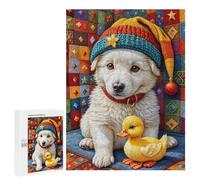 Puzzle Per Adolescenti 500 PCS Cozy Puppy with Rubber Duck Puzzle Per Adolescenti Analisi E Logica Difficile E Stimolante Ottimo Regalo Per I Giocatori 500 PCS