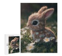 Puzzle Per Adolescenti 500 PCS Cute Baby Bunny in Flowers Puzzle Per Adulti Gioco Rompicapo Difficile Difficile Unico Compleanno E Regali 500 PCS