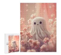 Puzzle Per Adolescenti 500 PCS Cute Ghost in Flowers Puzzle Per Adolescenti Sfida Difficile Allena La Tua Mente E Le Tue Mani Rompicapo Giochi Per Famiglie 500 PCS