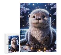Puzzle Per Adolescenti 500 PCS Cute Otter in Moonlight Puzzle Per Adulti Gioco Rompicapo Difficile Difficile Unico Compleanno E Regali 500 PCS