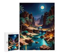 Puzzle Per Adolescenti 500 PCS Desert Oasis Under The Moonlight Puzzle Divertenti Da Assemblare, Modelli, Regali Unici Per Compleanno E Natale 500 PCS