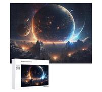 Puzzle Per Adolescenti 500 PCS Distant Planet Glows in Space Puzzle Per Adulti Giochi Rilassanti Decorazione Da Parete Ottimo Regalo Per I Giocatori 500 PCS