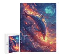 Puzzle Per Adolescenti 500 PCS Dolphin in Space Adventure Puzzle Per Adolescenti Migliora La Memoria Difficile Da Completare Gioco Impegnativo Giocattoli 500 PCS