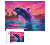 Puzzle Per Adolescenti 500 PCS Dolphin Splash Paradise Puzzle, Gioco Rompicapo, Regalo Di Compleanno, Attività Divertenti Da Fare A Casa, 500 PCS