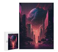 Puzzle Per Adolescenti 500 PCS Dystopian Cityscape Neon Dreams Puzzle Per Adulti Giochi Rilassanti Assemblaggio Di Modelli Interazione Genitore-figlio 500 PCS