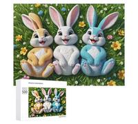 Puzzle Per Adolescenti 500 PCS Easter Bunny Trio Puzzle, Gioco Rompicapo, Regalo Di Compleanno, Attività Divertenti Da Fare A Casa, 500 PCS