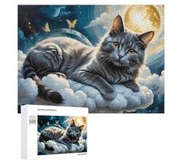 Puzzle Per Adolescenti 500 PCS Enchanted Celestial Cat Dreamscape Puzzle Per Adulti Gioco Rompicapo Difficile Difficile Unico Compleanno E Regali 500 PCS