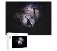 Puzzle Per Adolescenti 500 PCS Enchanted Forest with Stag Silhouette Puzzle Divertenti Da Assemblare, Modelli, Regali Unici Per Compleanno E Natale 500 PCS