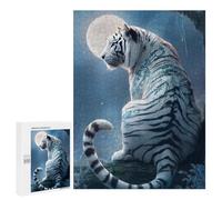 Puzzle Per Adolescenti 500 PCS Enchanted White Tiger Moonlit Forest Puzzle Per Adolescenti Migliora La Memoria Per Compleanno, Natale Bellissimo Gioco Dal Design 500 PCS