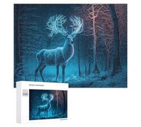 Puzzle Per Adolescenti 500 PCS Enchanted Winter Forest with Glowing Deer Puzzle Divertenti Da Assemblare, Modelli, Regali Unici Per Compleanno E Natale 500 PCS