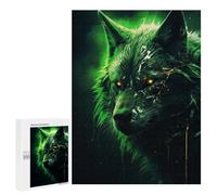 Puzzle Per Adolescenti 500 PCS Evil Black Wolf in Green Puzzle Per Adolescenti Giocattoli Fai Da Te Vacanze A Casa Passatempo Divertimento Attività A Casa, 500 PCS