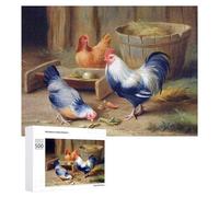 Puzzle Per Adolescenti 500 PCS Farmyard Chickens Feeding Scene Puzzle, Gioco Rompicapo, Regalo Di Compleanno, Attività Divertenti Da Fare A Casa, 500 PCS