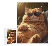 Puzzle Per Adolescenti 500 PCS Fat Cat Chilling Glasses Puzzle Divertenti Da Assemblare, Modelli, Regali Unici Per Compleanno E Natale 500 PCS