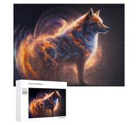 Puzzle Per Adolescenti 500 PCS Flame-Wrapped Wolf A Mystical Artwork Puzzle Per Adolescenti Giocattoli Antistress Assemblaggio Di Modelli Regali Unici Per Compleanno E Natale 500 PCS
