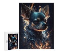 Puzzle Per Adolescenti 500 PCS Flaming Chihuahua Art Print -1 Puzzle Per Adolescenti Sfida Difficile Allena La Tua Mente E Le Tue Mani Rompicapo Giochi Per Famiglie 500 PCS