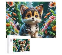 Puzzle Per Adolescenti 500 PCS Flower Garden with Cute Puppy Puzzle Per Adolescenti Giocattoli Antistress Assemblaggio Di Modelli Regali Unici Per Compleanno E Natale 500 PCS
