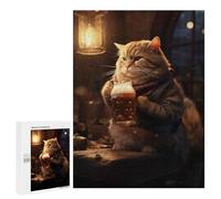 Puzzle Per Adolescenti 500 PCS Fluffy Cat Drinking Beer Puzzle Divertenti Da Assemblare, Modelli, Regali Unici Per Compleanno E Natale 500 PCS