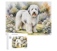 Puzzle Per Adolescenti 500 PCS Fluffy White Dog Garden Puzzle Per Adulti Gioco Rompicapo Difficile Difficile Unico Compleanno E Regali 500 PCS