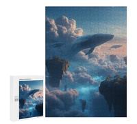 Puzzle Per Adolescenti 500 PCS Flying Whales over Floating Islands Puzzle Per Adulti Giochi Rilassanti Analisi E Logica Divertimento Attività A Casa, 500 PCS