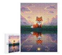Puzzle Per Adolescenti 500 PCS Fox Reflection on Starry Water Puzzle Per Adulti Giochi Rilassanti Decorazione Murale Attività Divertenti A Casa 500 PCS