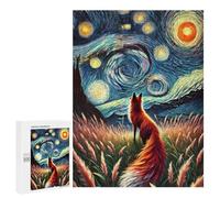 Puzzle Per Adolescenti 500 PCS Fox Under Starry Night Puzzle Giochi Rilassanti Decorazione Per La Casa Regali Unici Per Compleanno 500 PCS