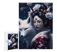 Puzzle Per Adolescenti 500 PCS Geisha Fox Cherry Japan Puzzle Per Adolescenti Giocattoli Antistress Assemblaggio Di Modelli Regali Unici Per Compleanno E Natale 500 PCS