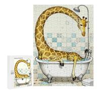 Puzzle Per Adolescenti 500 PCS Giraffe Have Difficulty Taking A Bath Illustration Puzzle Per Adolescenti Analisi E Logica Difficile E Stimolante Ottimo Regalo Per I Giocatori 500 PCS