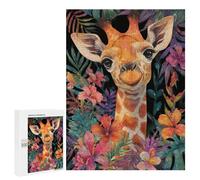 Puzzle Per Adolescenti 500 PCS Giraffe in Tropical Flowers Puzzle Per Adolescenti Vacanza in Casa Passatempo Per Compleanno, Natale Divertimento in Famiglia E Serata Giochi 500 PCS