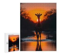 Puzzle Per Adolescenti 500 PCS Giraffe Silhouette at Sunset Puzzle, Gioco Rompicapo, Regalo Di Compleanno, Attività Divertenti Da Fare A Casa, 500 PCS
