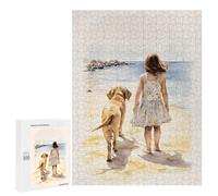 Puzzle Per Adolescenti 500 PCS Girl And Lab on Beach Puzzle Per Adulti Giochi Rilassanti Decorazione Da Parete Ottimo Regalo Per I Giocatori 500 PCS