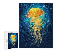 Puzzle Per Adolescenti 500 PCS Glowing Jellyfish in Deep Blue Sea Puzzle Per Adulti Giochi Rilassanti Gara Di Velocità Manuale Sfida Da Completare 500 PCS
