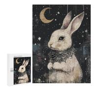Puzzle Per Adolescenti 500 PCS Gothic White Rabbit with Black Rose Puzzle Per Adulti Giochi Divertenti Perfetto Per Decorare E Fare Regali A Tutta La Famiglia 500 PCS